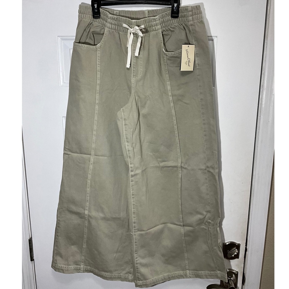 Universal Thread Women Khaki Green Wide Leg Drawstring Pants Size L NWT